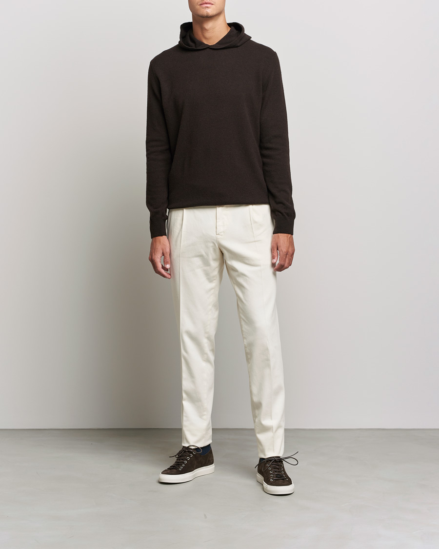 Hombres | Jerséis y prendas de punto | Oscar Jacobson | Pascal Wool/Cashmere Hoodie Brown
