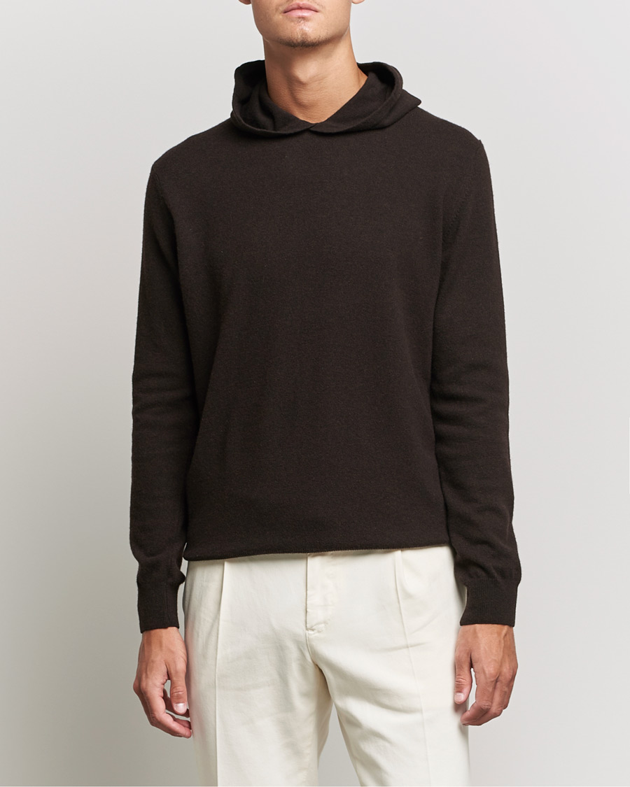Hombres | Jerséis y prendas de punto | Oscar Jacobson | Pascal Wool/Cashmere Hoodie Brown