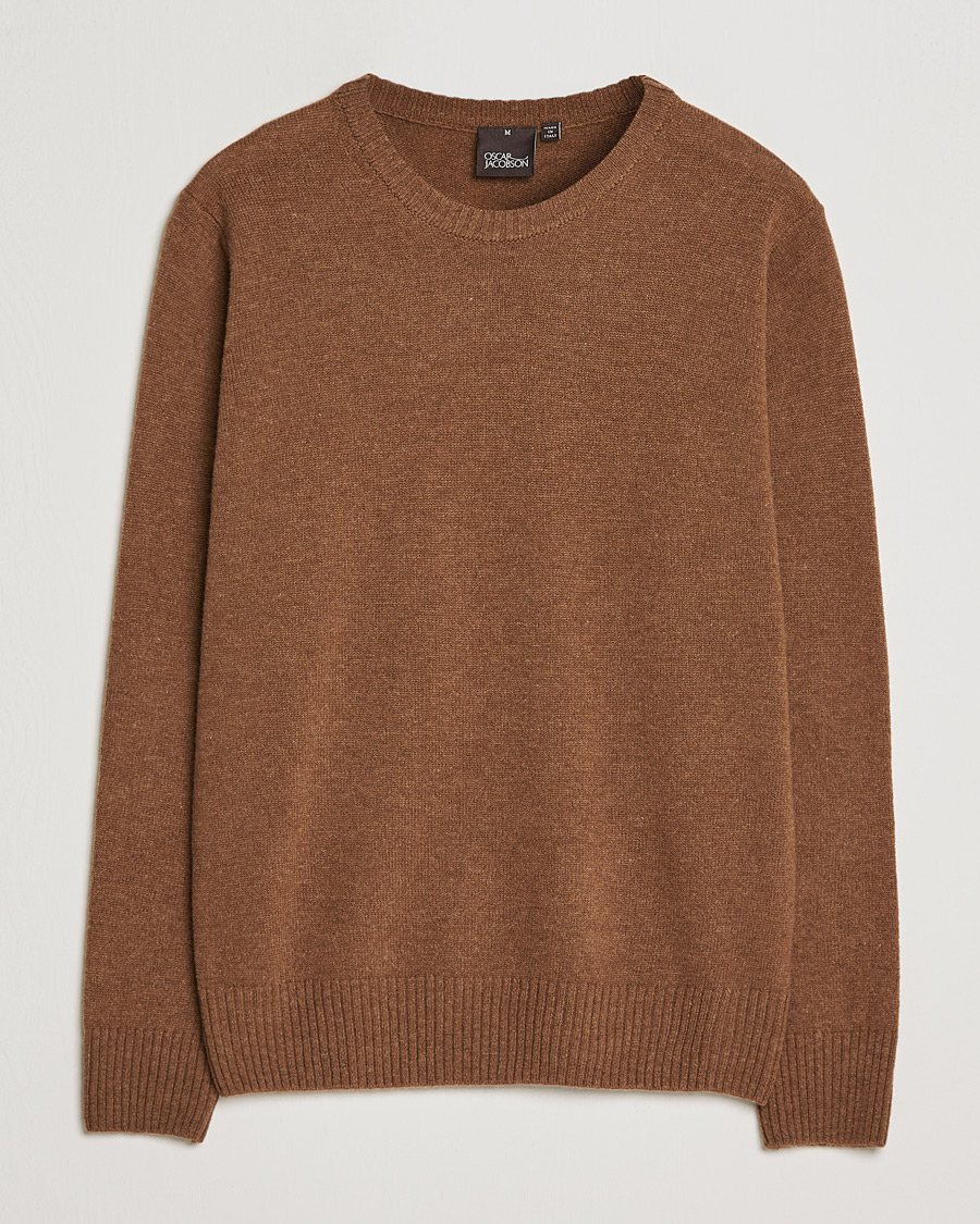Hombres | Jerséis y prendas de punto | Oscar Jacobson | Emerson Patch Wool Roundneck Brown