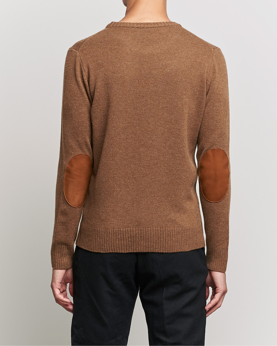 Hombres | Jerséis y prendas de punto | Oscar Jacobson | Emerson Patch Wool Roundneck Brown