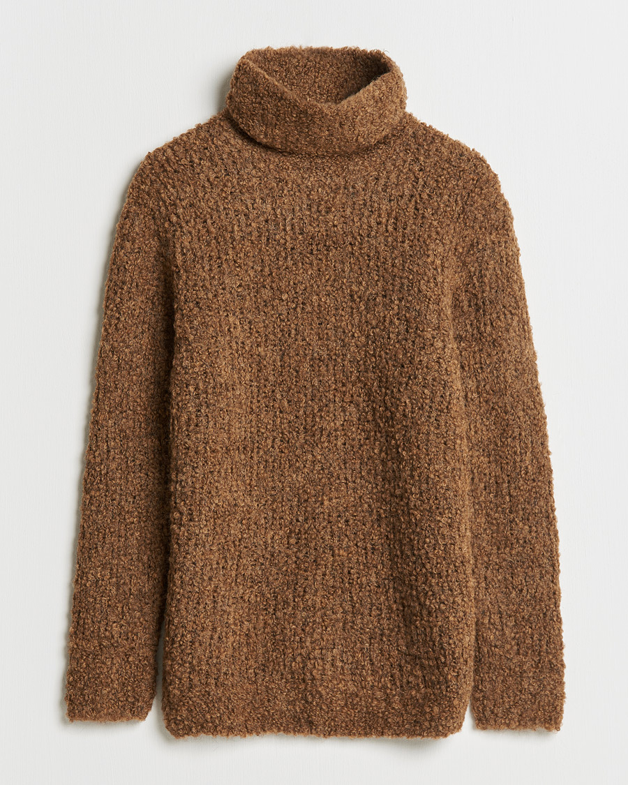 Hombres | Jerséis y prendas de punto | Oscar Jacobson | Krister Wool/Alpaca Rollneck Dark Brown