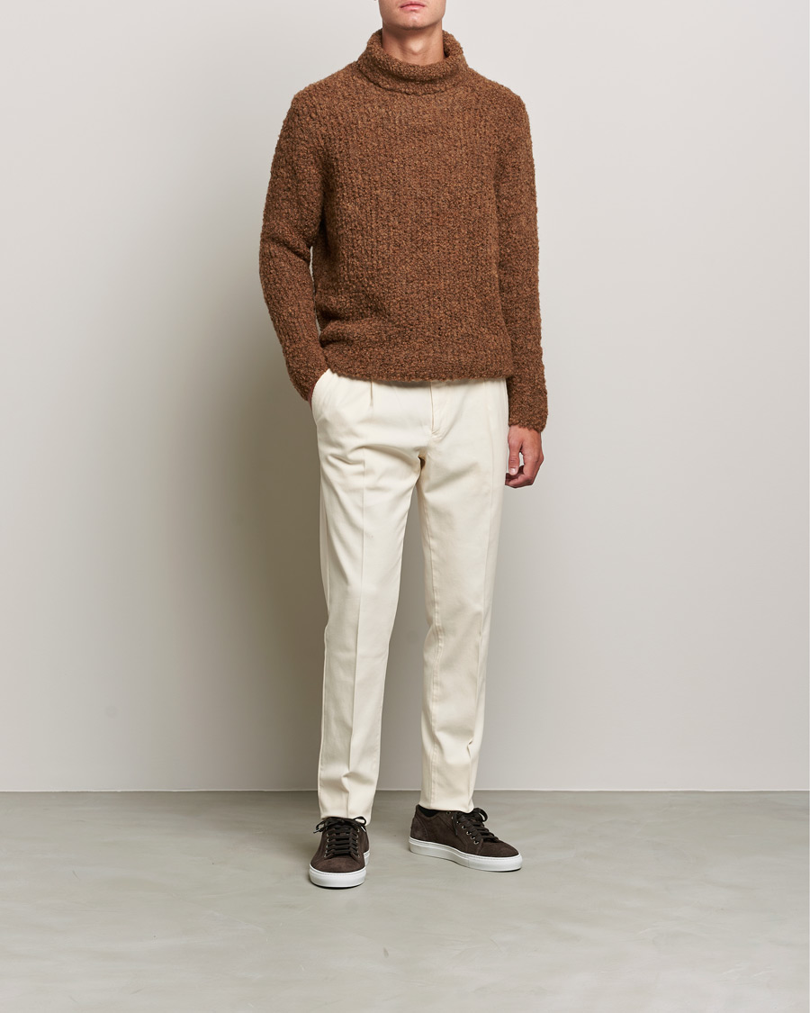 Hombres | Jerséis y prendas de punto | Oscar Jacobson | Krister Wool/Alpaca Rollneck Dark Brown