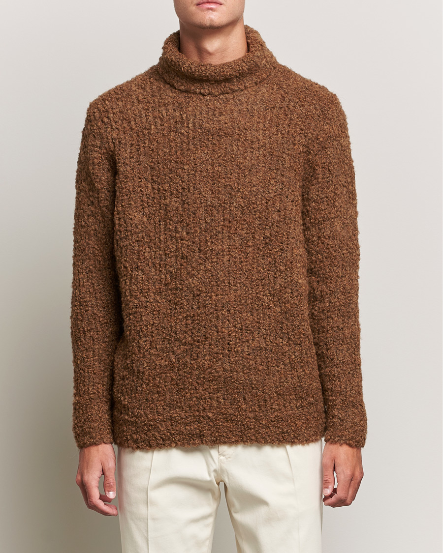Hombres | Jerséis y prendas de punto | Oscar Jacobson | Krister Wool/Alpaca Rollneck Dark Brown