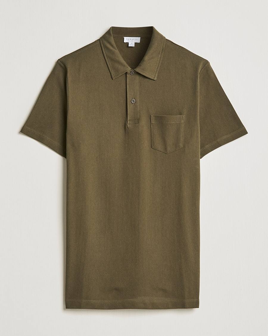 Hombres | Polos | Sunspel | Riviera Polo Shirt Dark Moss