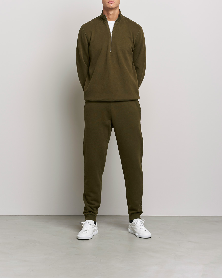 Hombres | Pantalones | Sunspel | Cotton Loopback Track Pants Dark Moss