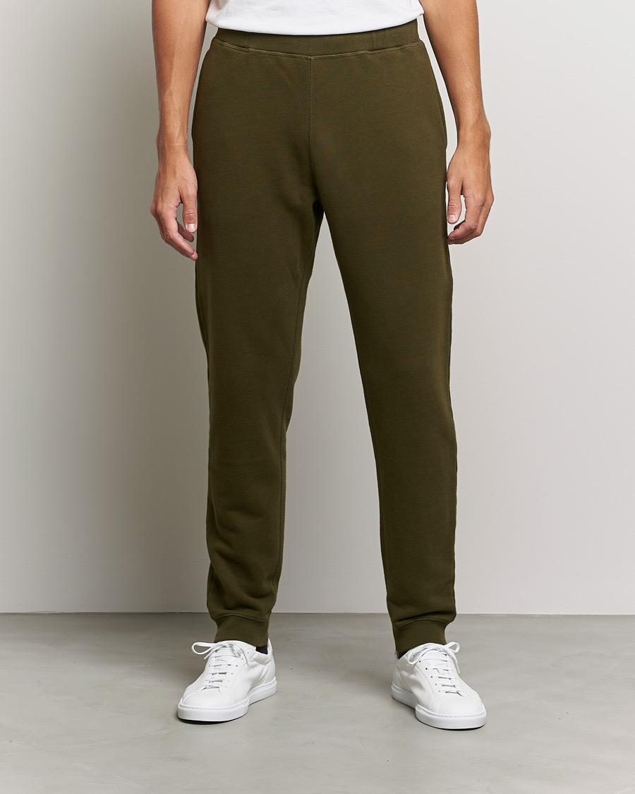 Hombres | Pantalones | Sunspel | Cotton Loopback Track Pants Dark Moss