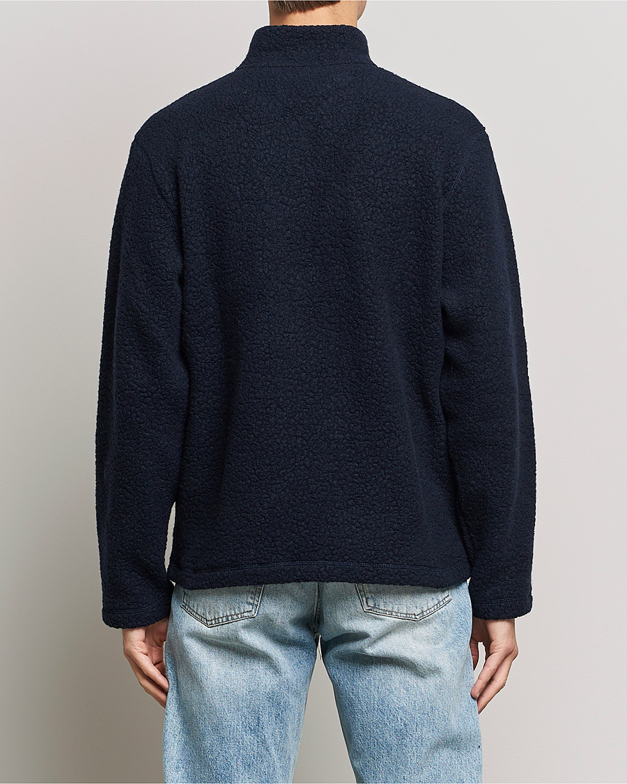 Hombres | Jerséis y prendas de punto | Sunspel | Eco Wool Half Zip Fleece Navy