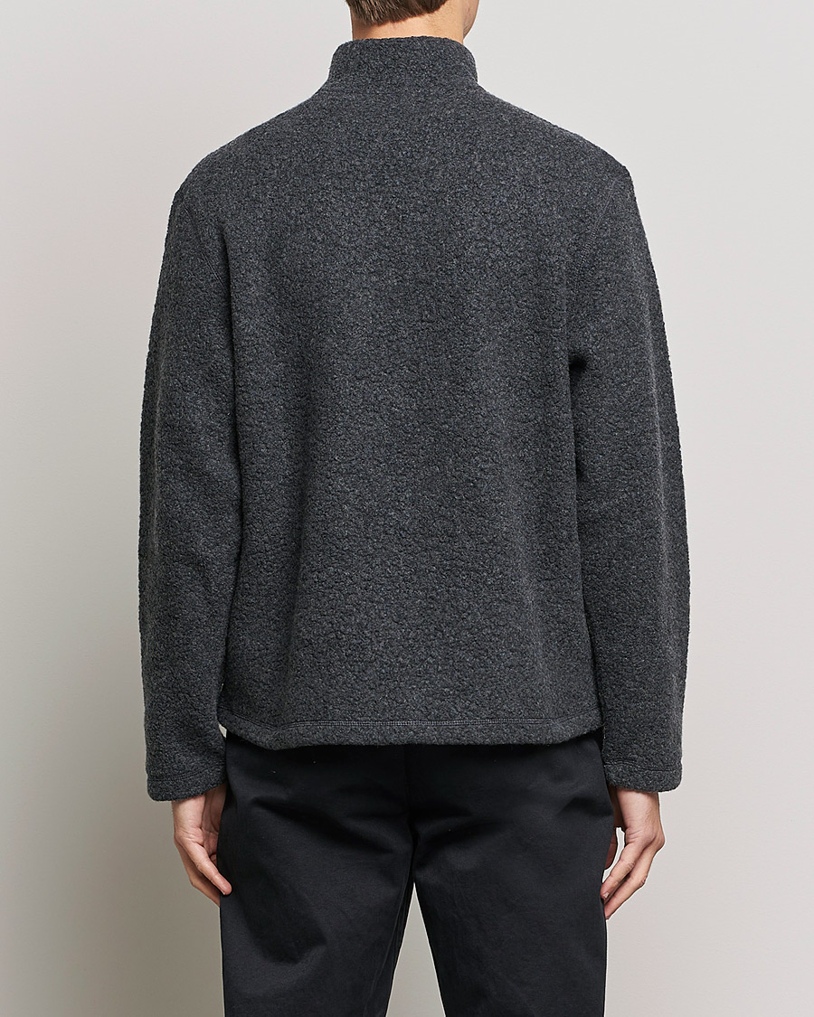 Hombres | Jerséis y prendas de punto | Sunspel | Eco Wool Half Zip Fleece Charcoal Melange