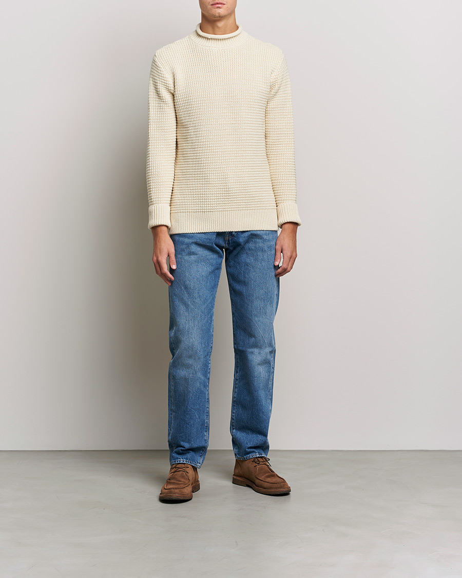 Hombres | Jerséis y prendas de punto | Sunspel | Fisherman Jumper Ecru