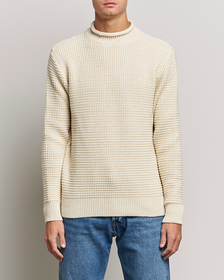 Hombres | Jerséis y prendas de punto | Sunspel | Fisherman Jumper Ecru