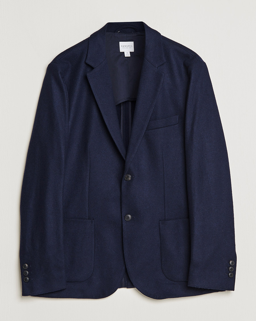 Hombres | Blazers | Sunspel | Boiled Wool Jersey Blazer Navy