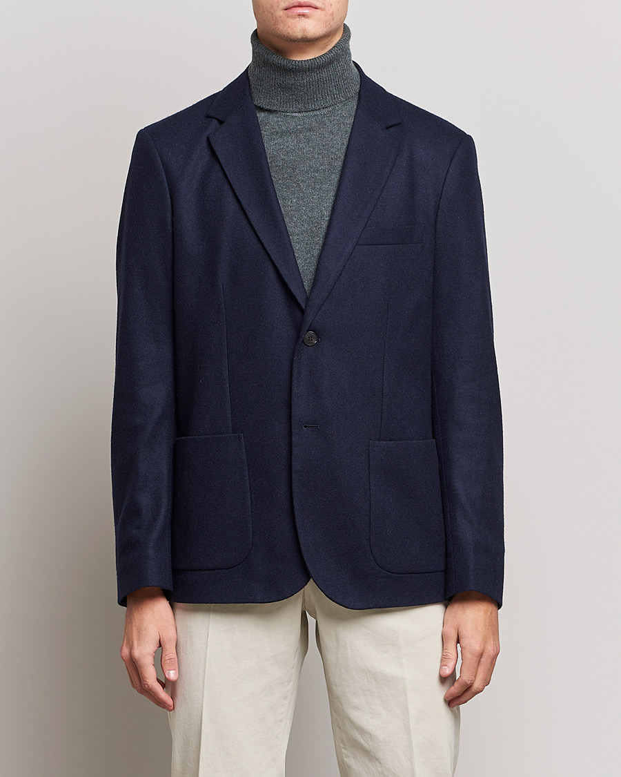 Hombres | Blazers | Sunspel | Boiled Wool Jersey Blazer Navy