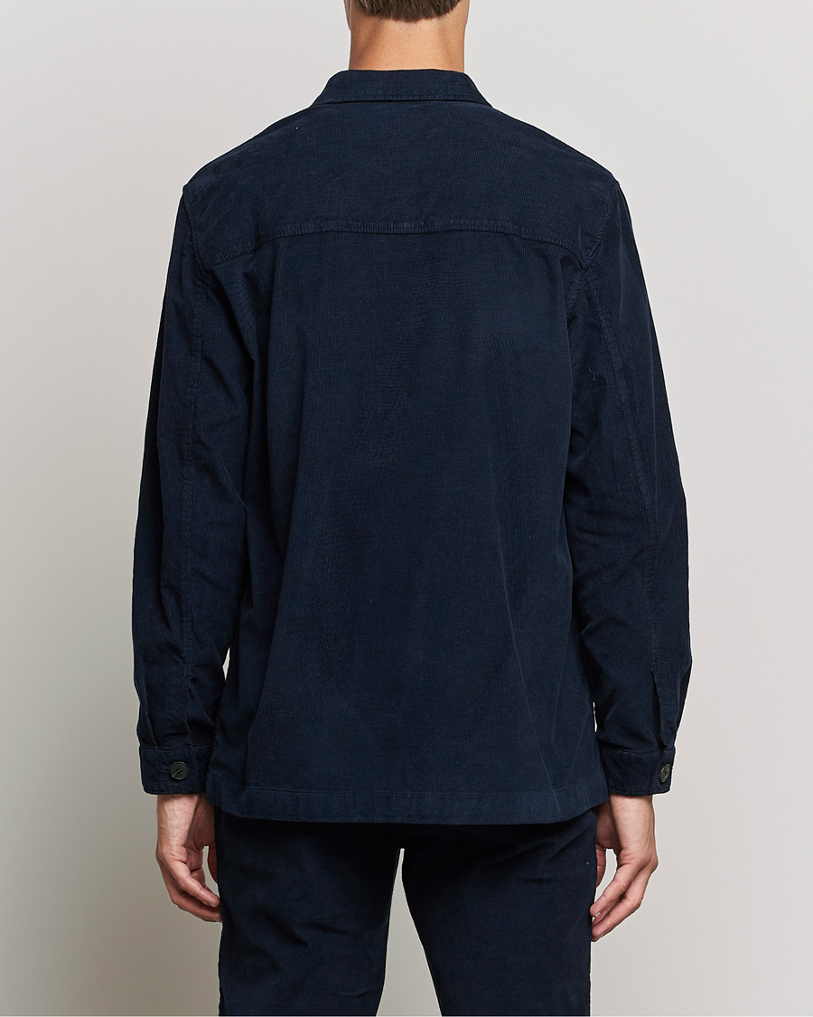 Hombres | Camisas | Sunspel | Twin Pocket Cotton Corduroy Shirt Jacket Navy