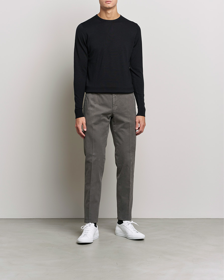 Hombres | Jerséis y prendas de punto | Sunspel | Crew Neck Jumper Black