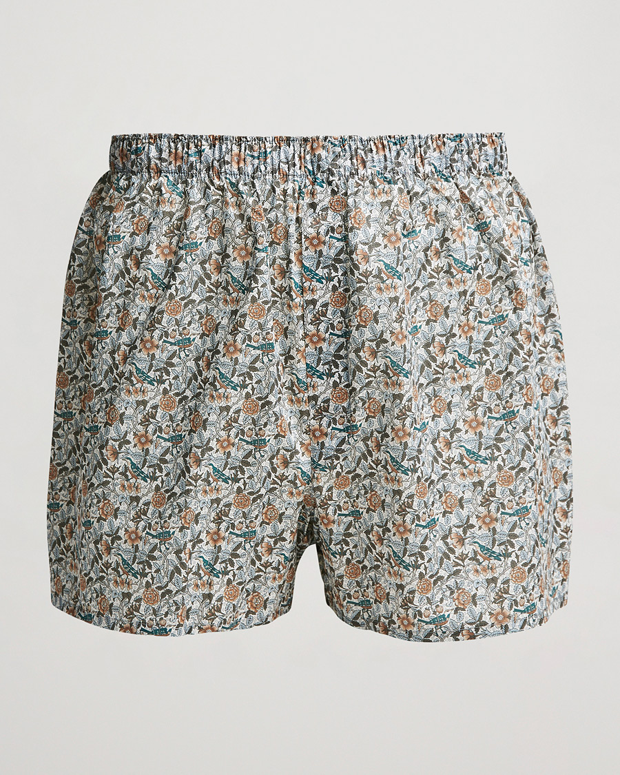Hombres | Ropa interior y calcetines | Sunspel | Liberty Printed Cotton Boxer Shorts White