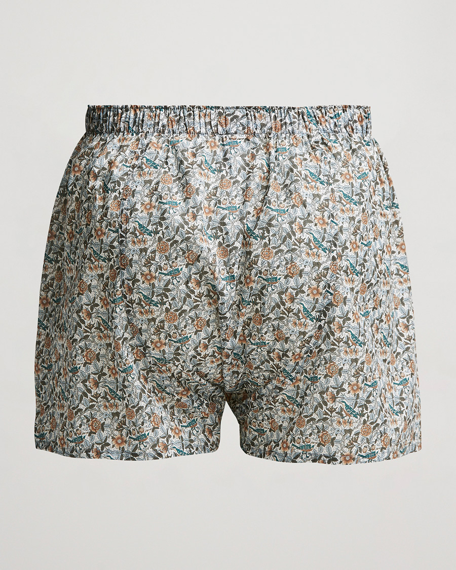 Hombres | Ropa interior y calcetines | Sunspel | Liberty Printed Cotton Boxer Shorts White