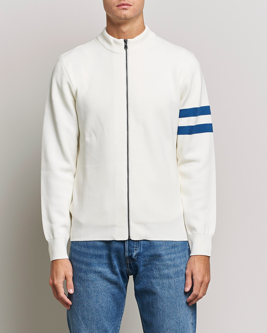 Hombres | Jerséis y prendas de punto | Sunspel | Paul Weller Extra Fine Merino Zip Cardigan White