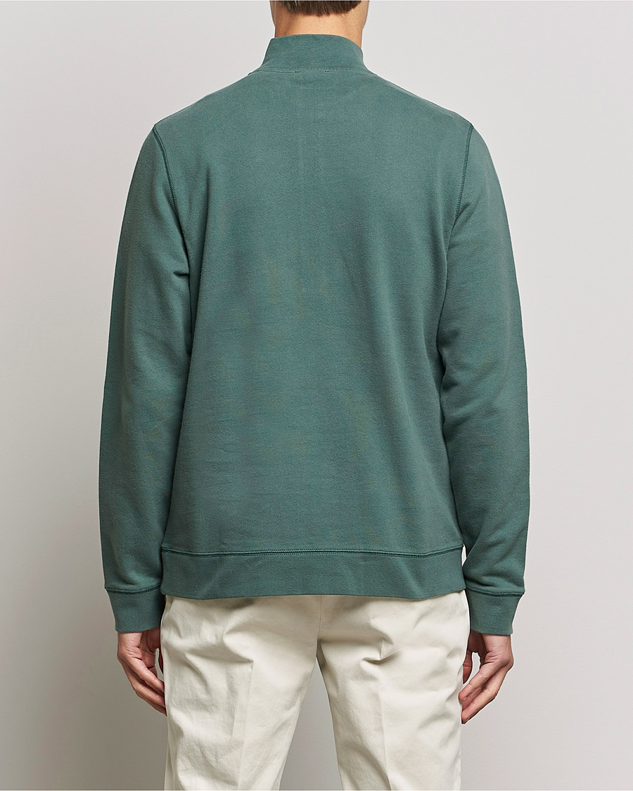 Hombres | Jerséis y prendas de punto | Sunspel | Loopback Half Zip Sweatshirt Racing Green