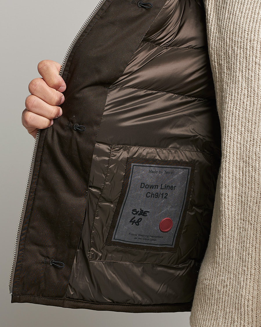 Hombres | Abrigos y chaquetas | Ten c | Hooded Down Liner Brown