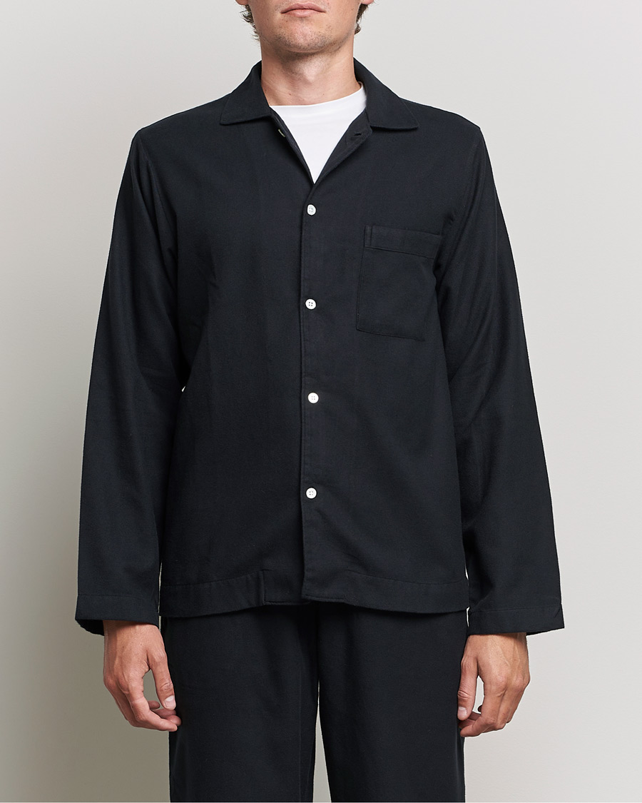 Hombres | Camisetas de pijama | Tekla | Flannel Pyjama Shirt Lucid Black