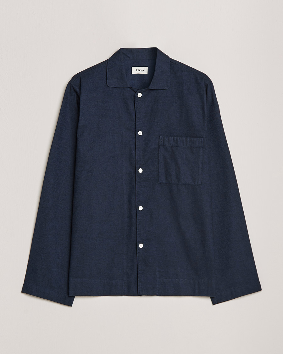 Hombres | Pijamas y batas | Tekla | Flannel Pyjama Shirt Midnight Blue