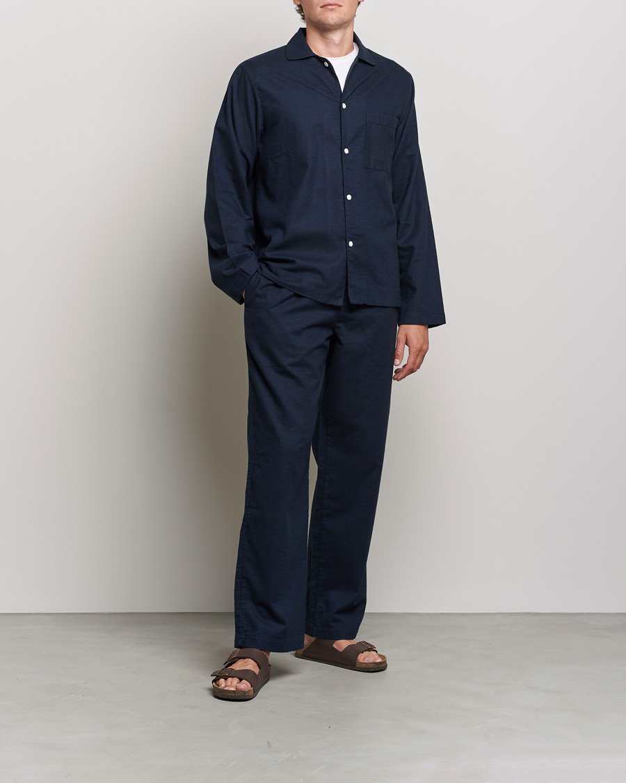 Hombres | Pijamas y batas | Tekla | Flannel Pyjama Shirt Midnight Blue