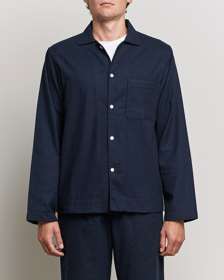Hombres | Pijamas y batas | Tekla | Flannel Pyjama Shirt Midnight Blue