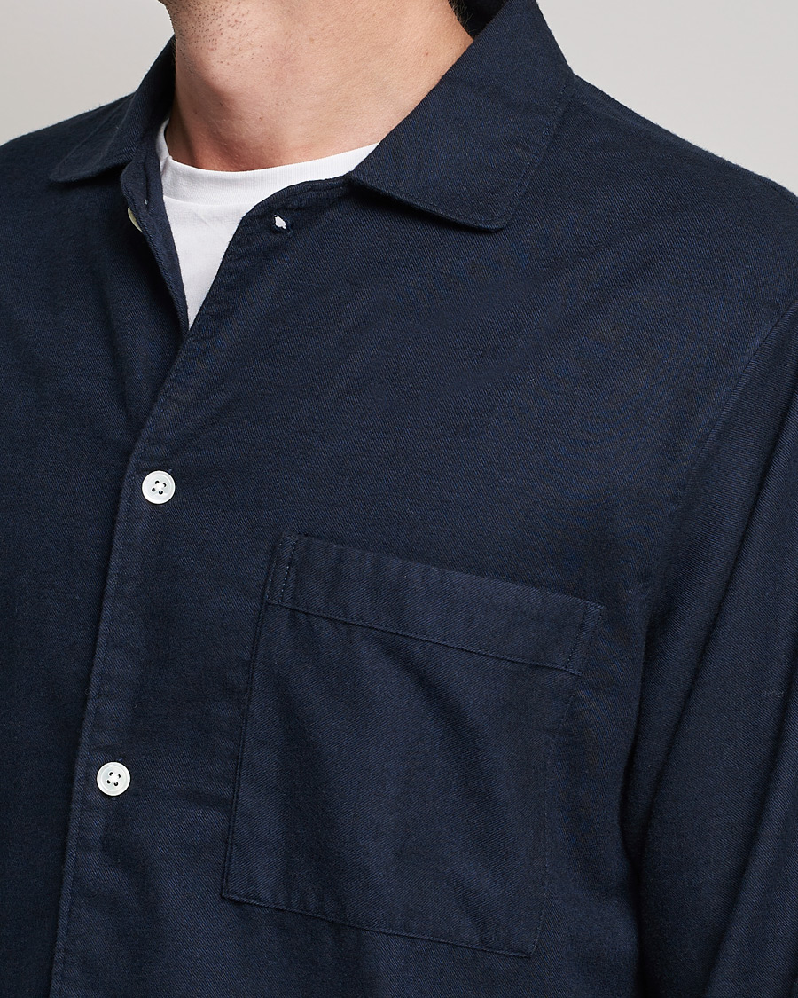 Hombres | Pijamas y batas | Tekla | Flannel Pyjama Shirt Midnight Blue