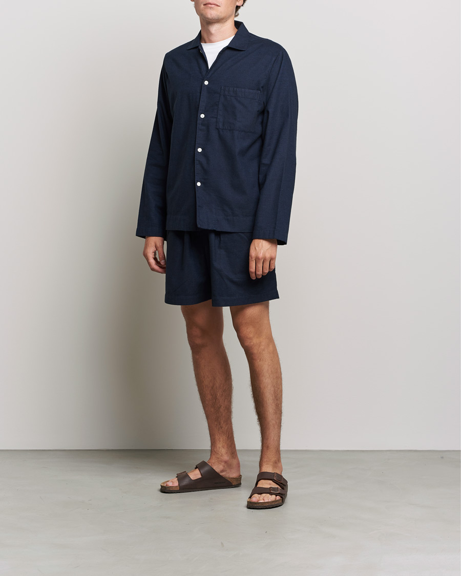 Hombres | Pijamas y batas | Tekla | Flannel Pyjama Shorts Midnight Blue