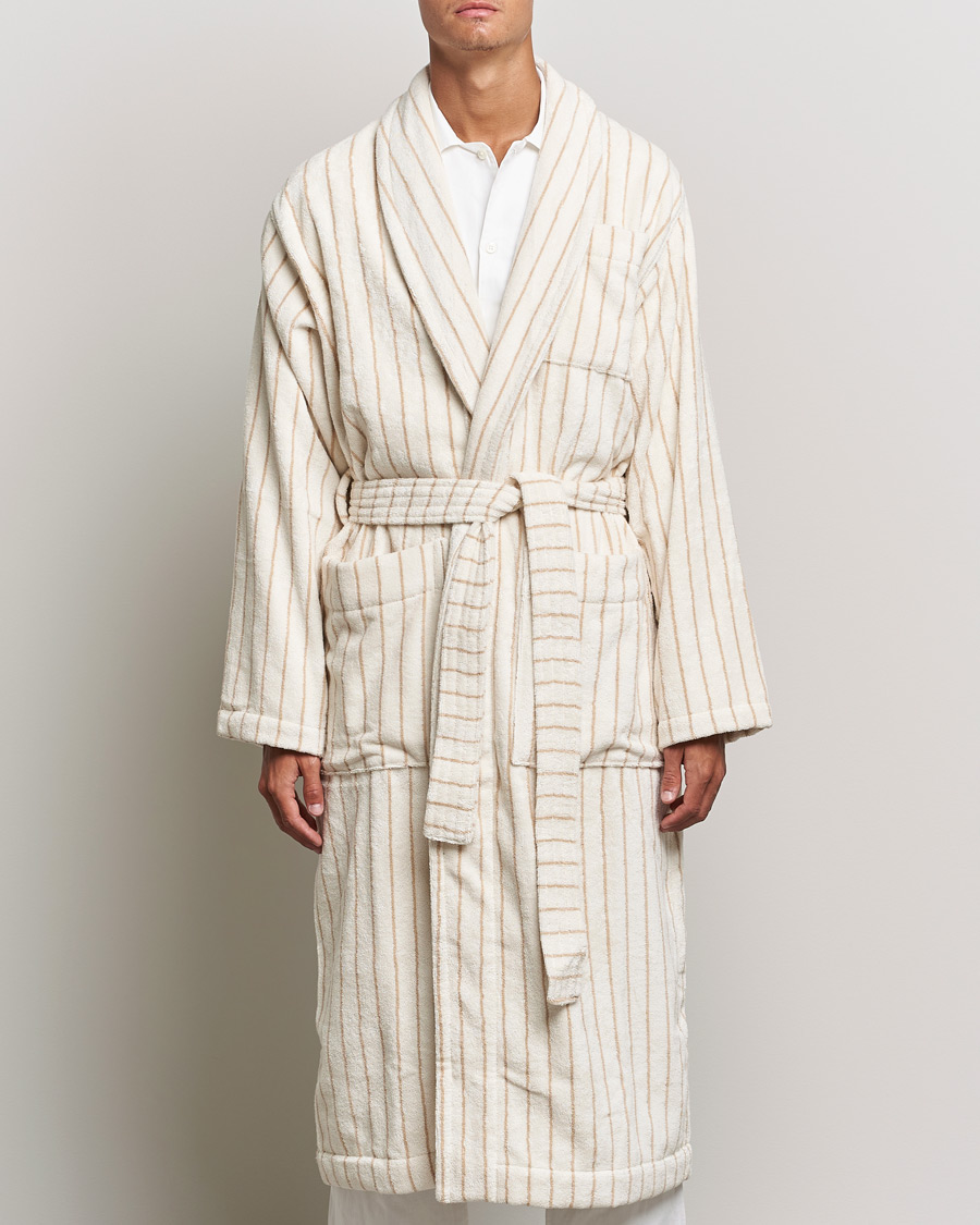 Hombres | Pijamas y batas | Tekla | Organic Terry Classic Bathrobe Sienna Stripes