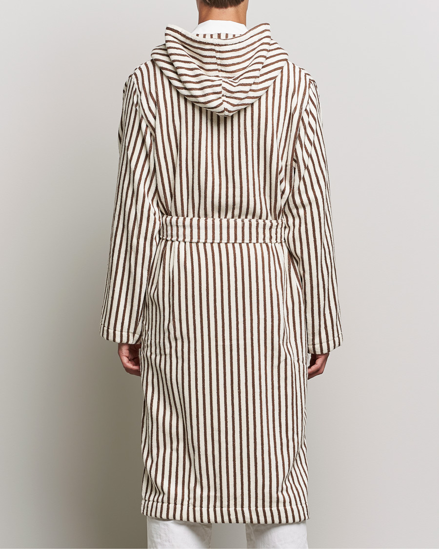 Hombres | Pijamas y batas | Tekla | Organic Terry Hooded Bathrobe Kodiak Stripes