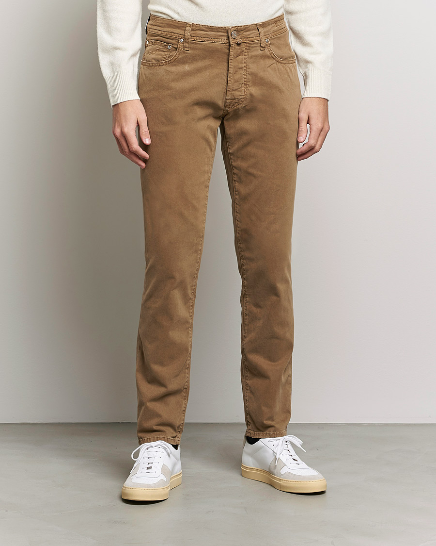 Hombres | Pantalones | Jacob Cohën | Bard 5-Pocket Cotton Trousers Light Brown