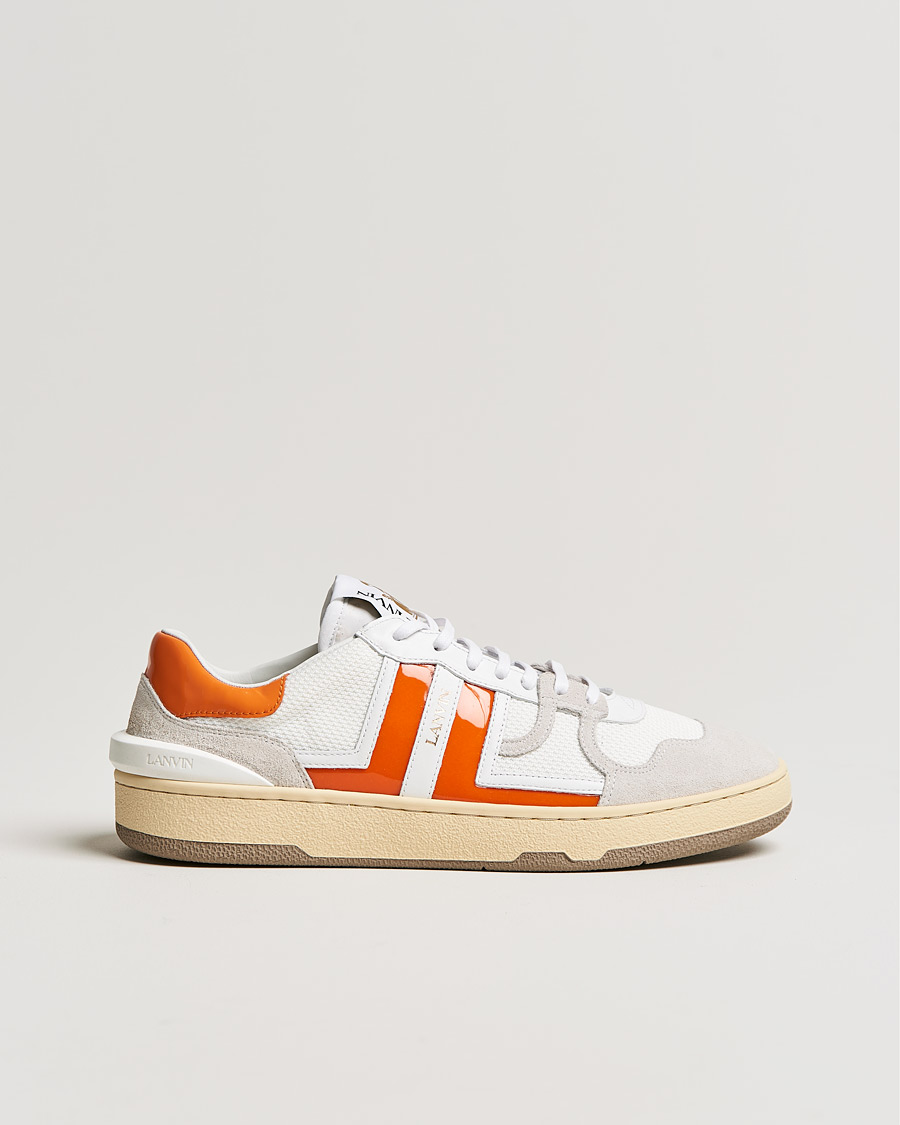 Hombres | Lanvin Clay Low Top Sneakers White/Orange | Lanvin | Clay Low Top Sneakers White/Orange