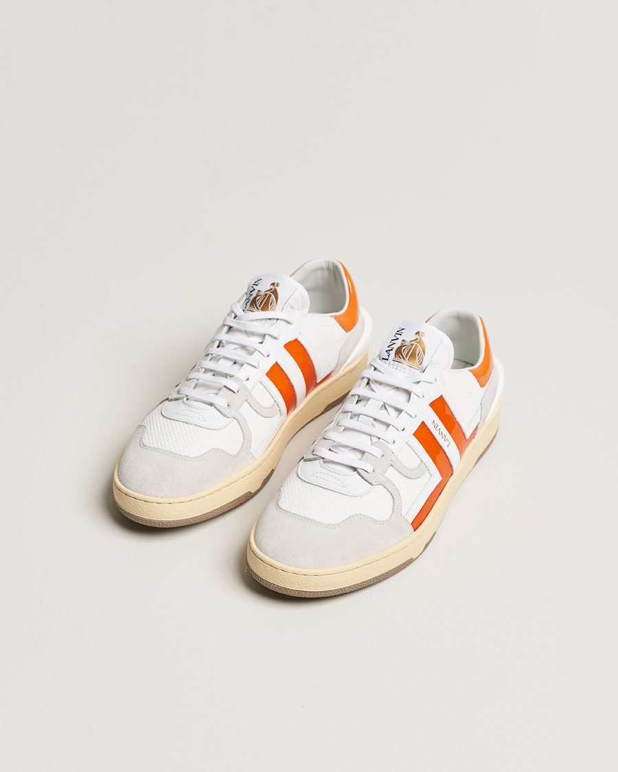 Hombres | Lanvin Clay Low Top Sneakers White/Orange | Lanvin | Clay Low Top Sneakers White/Orange