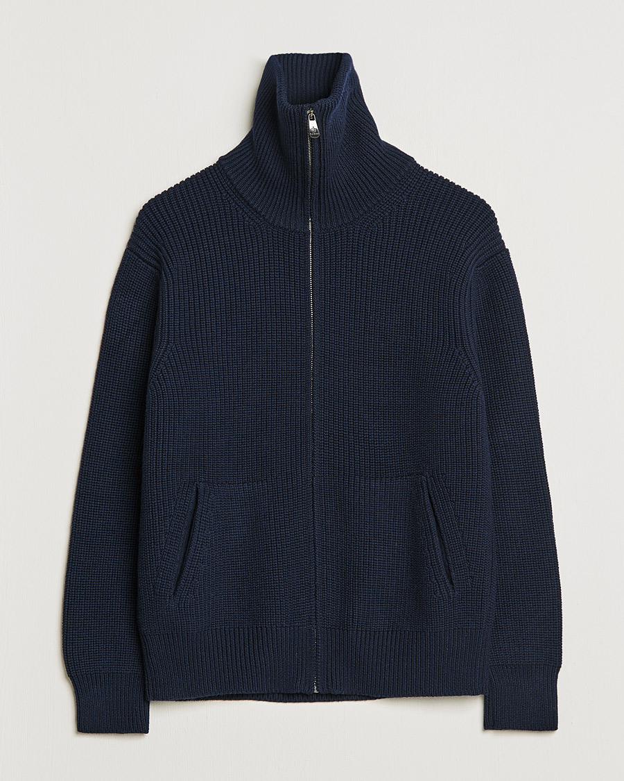 Hombres | Jerséis y prendas de punto | Piacenza Cashmere | Heavy Zip Cardigan Navy