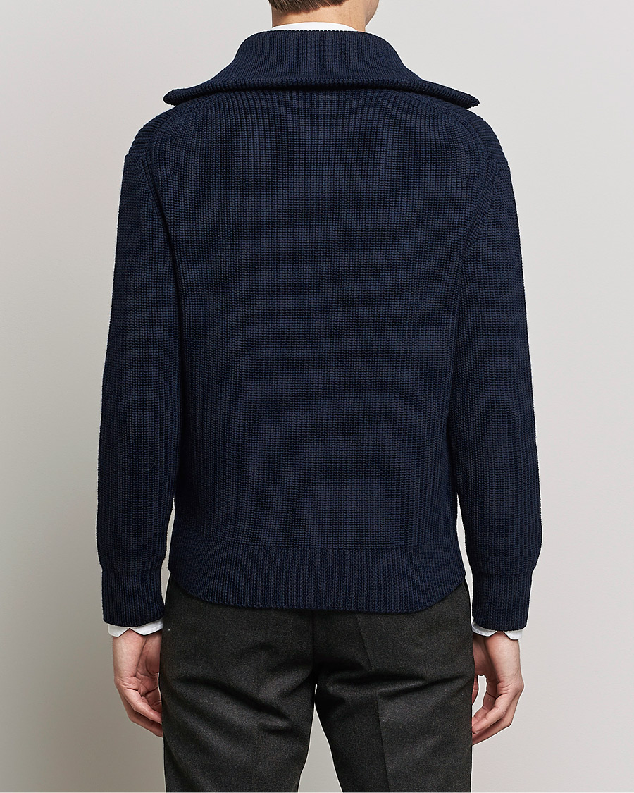 Hombres | Jerséis y prendas de punto | Piacenza Cashmere | Heavy Zip Cardigan Navy