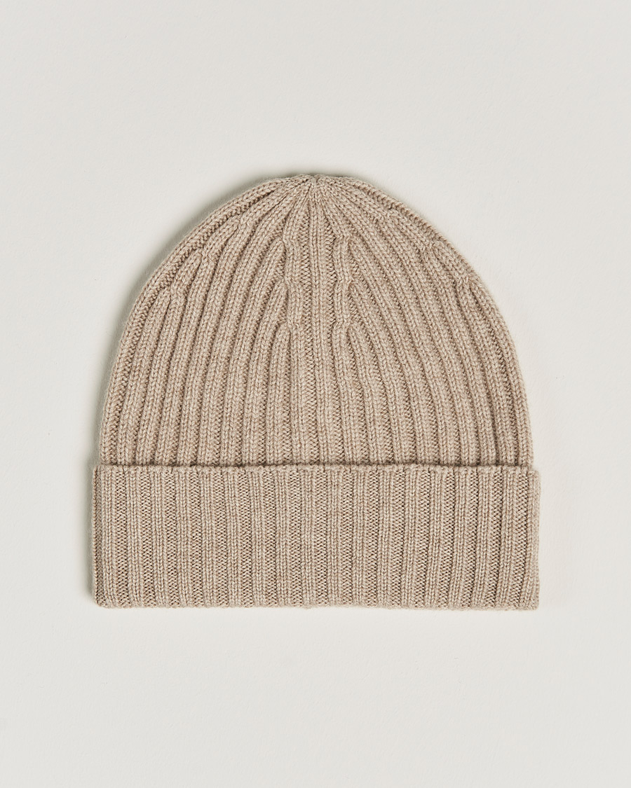 Hombres | Piacenza Cashmere Ribbed Cashmere Beanie Light Beige | Piacenza Cashmere | Ribbed Cashmere Beanie Light Beige