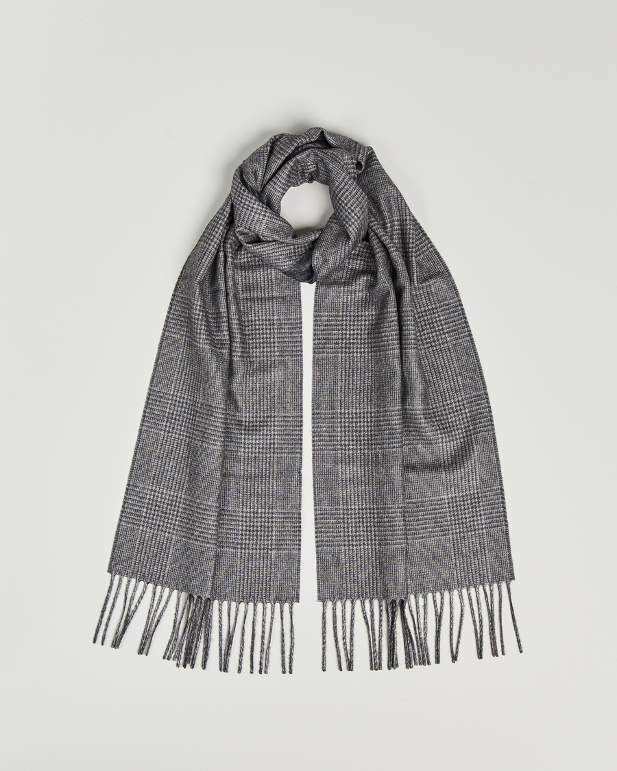 Hombres | Piacenza Cashmere Cashmere/Silk Glencheck Scarf Light Grey | Piacenza Cashmere | Cashmere/Silk Glencheck Scarf Light Grey