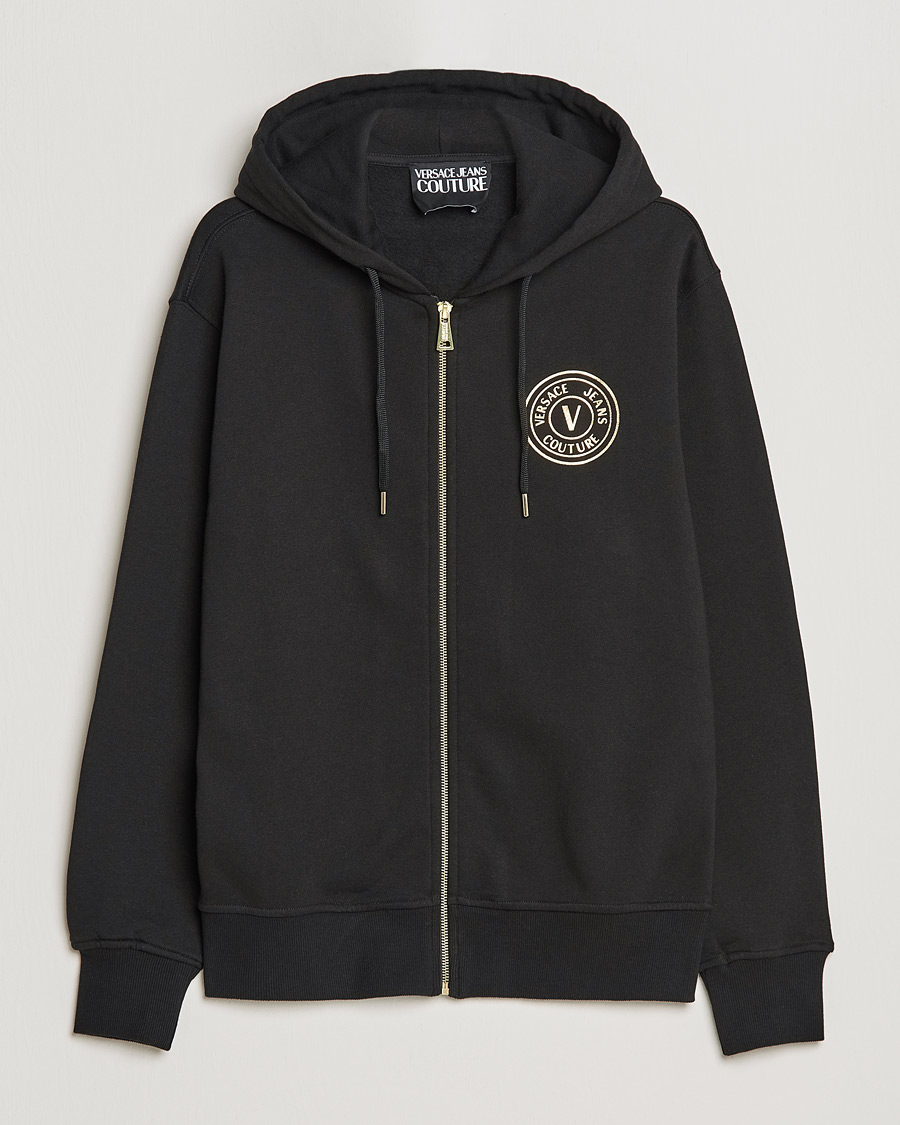 Hombres | Jerséis y prendas de punto | Versace Jeans Couture | V Emblem Hoodie Black/Gold