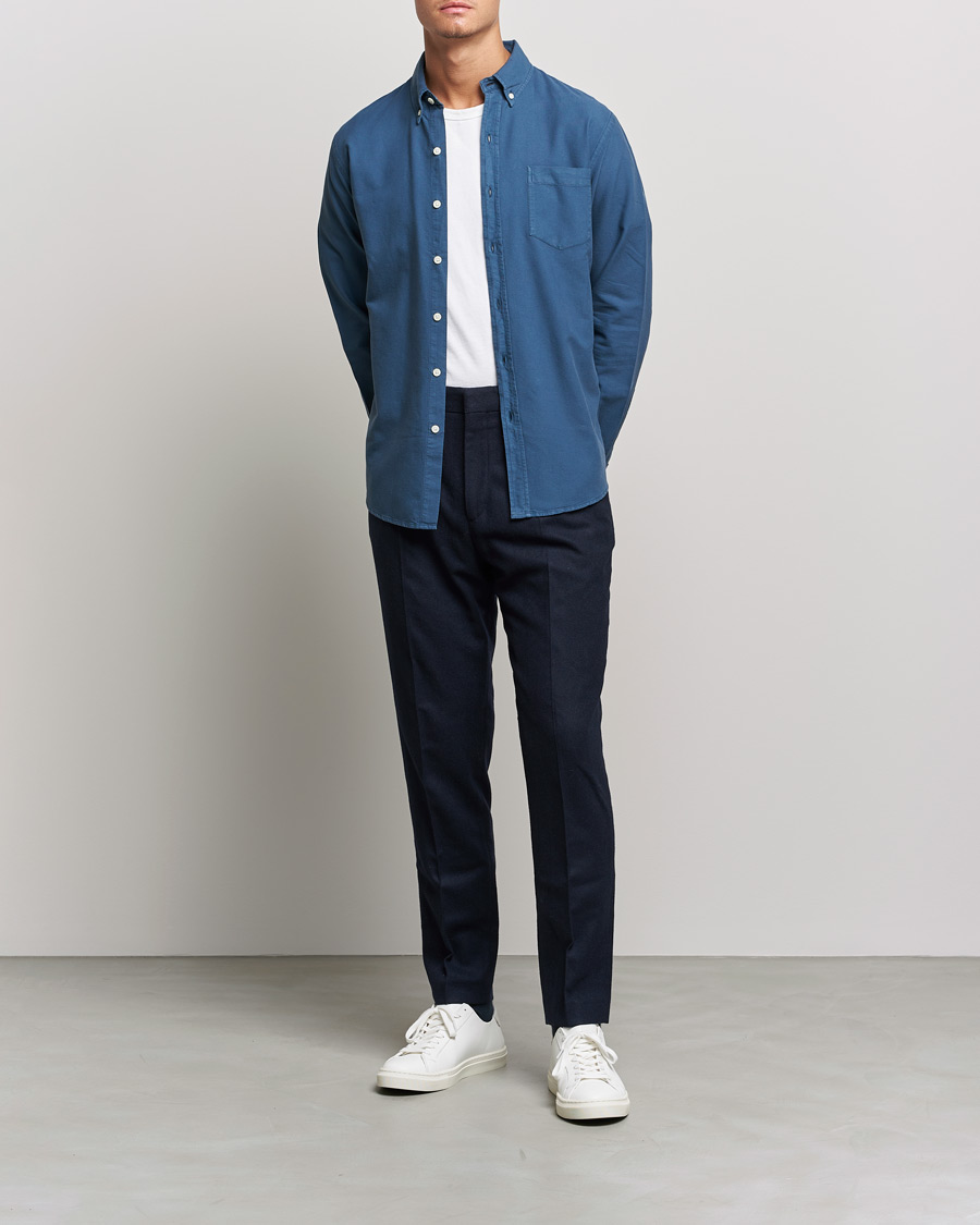 Hombres | Camisas | Colorful Standard | Classic Organic Oxford Button Down Shirt Petrol Blue