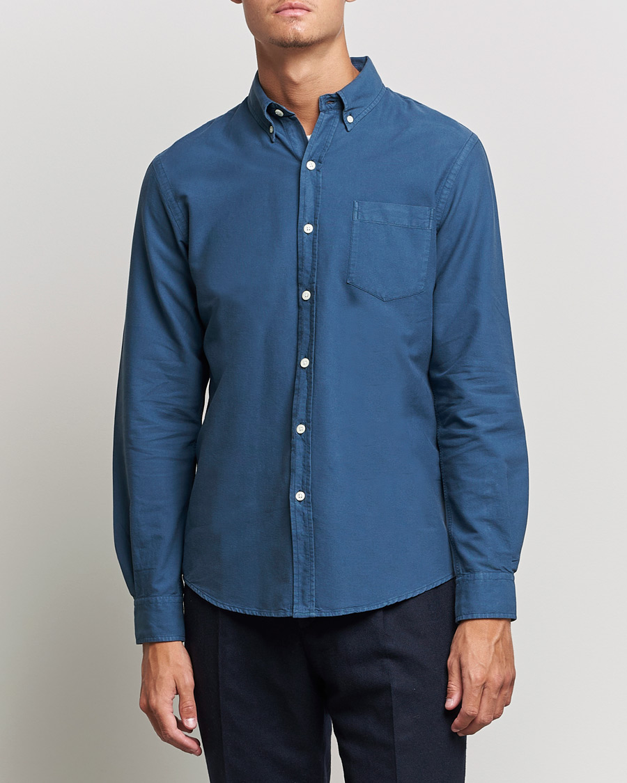 Hombres | Camisas | Colorful Standard | Classic Organic Oxford Button Down Shirt Petrol Blue
