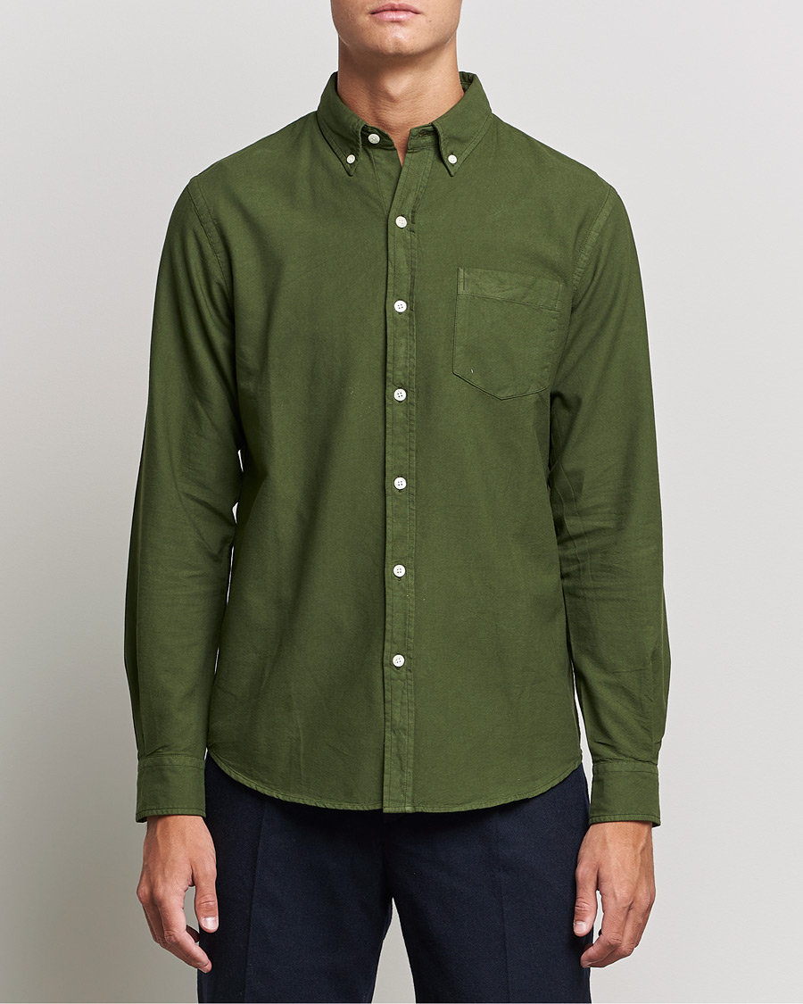 Hombres | Camisas | Colorful Standard | Classic Organic Oxford Button Down Shirt Seaweed Green