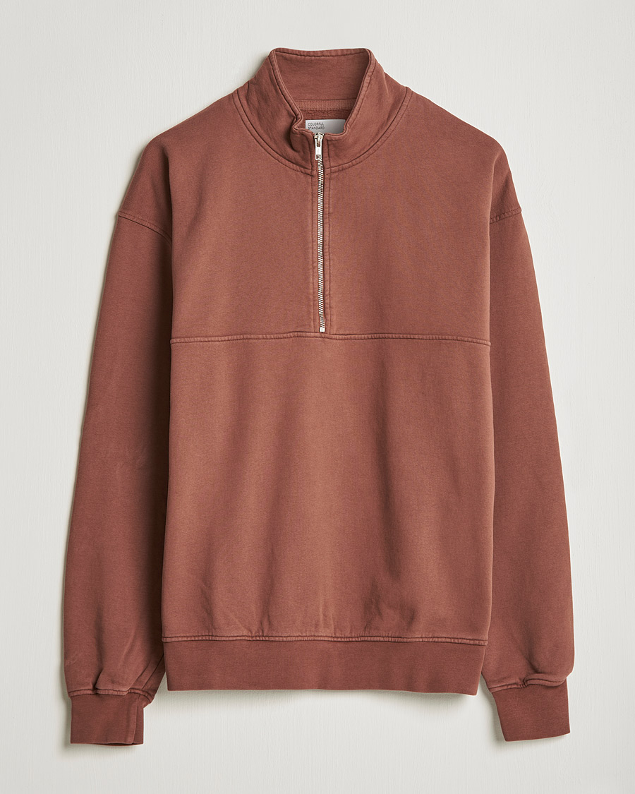 Hombres | Jerséis y prendas de punto | Colorful Standard | Classic Organic Half-Zip Cinnamon Brown