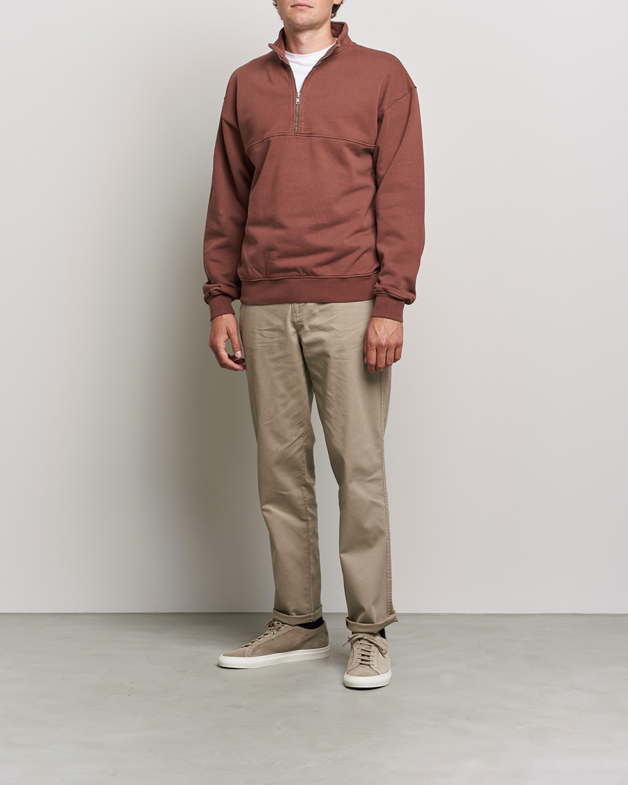 Hombres | Jerséis y prendas de punto | Colorful Standard | Classic Organic Half-Zip Cinnamon Brown