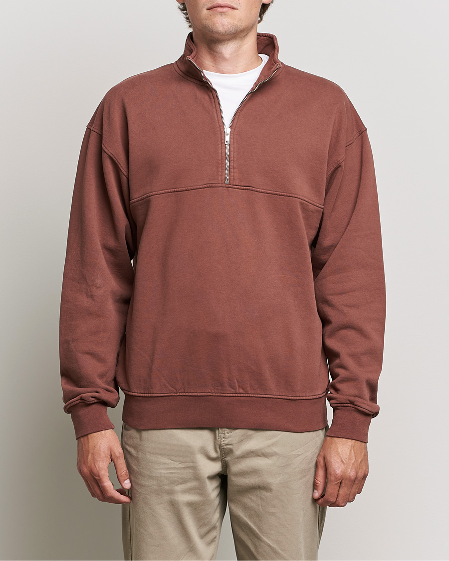 Hombres | Jerséis y prendas de punto | Colorful Standard | Classic Organic Half-Zip Cinnamon Brown