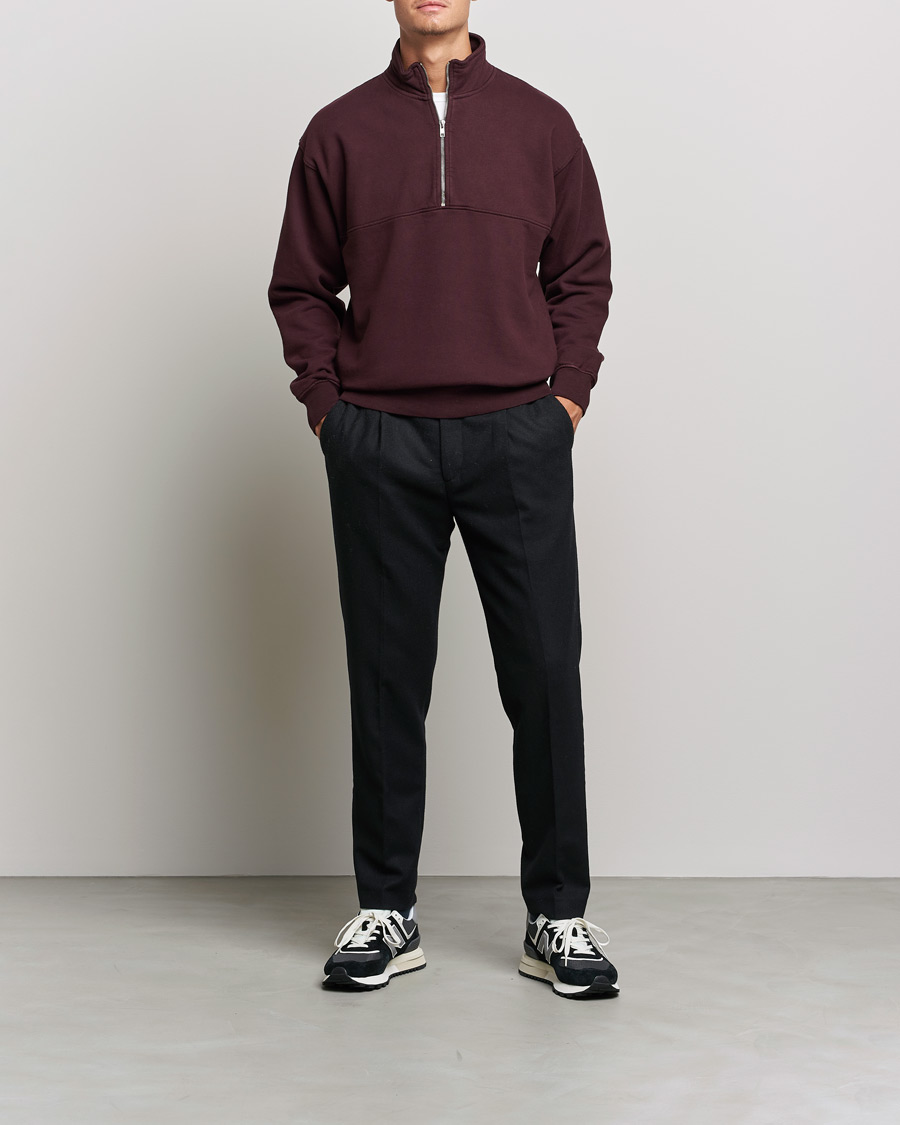 Hombres | Jerséis y prendas de punto | Colorful Standard | Classic Organic Half-Zip Oxblood Red