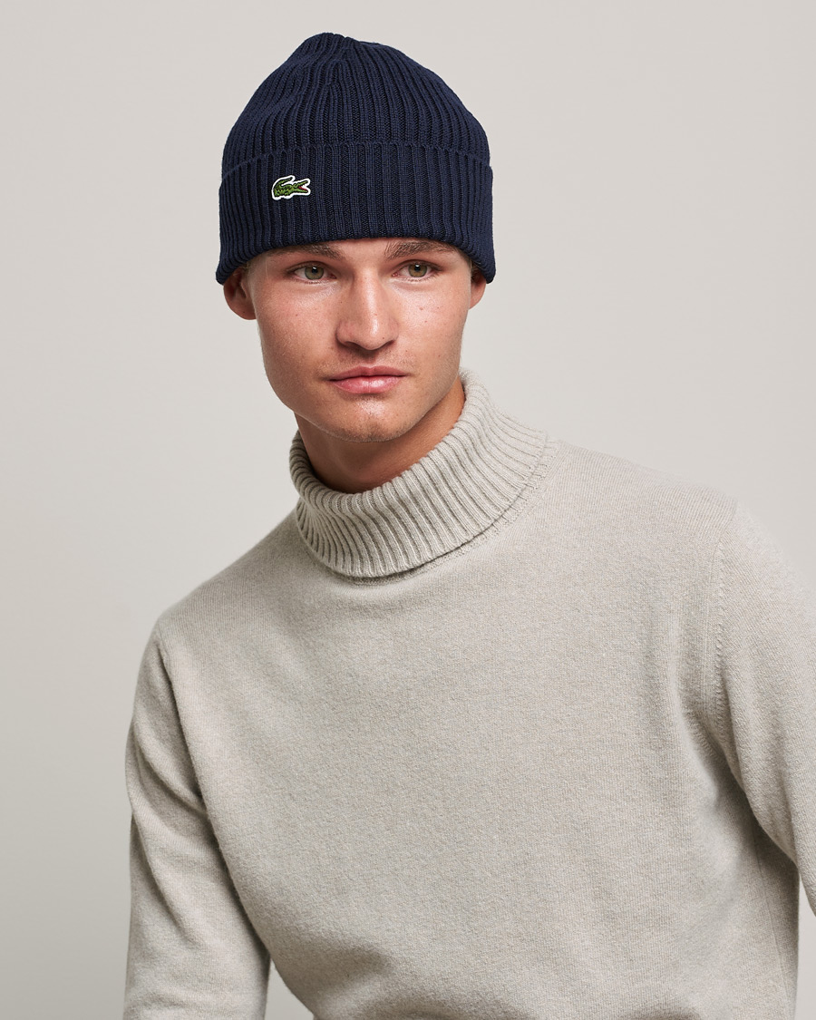 Hombres |  | Lacoste | Wool Knitted Beanie Navy