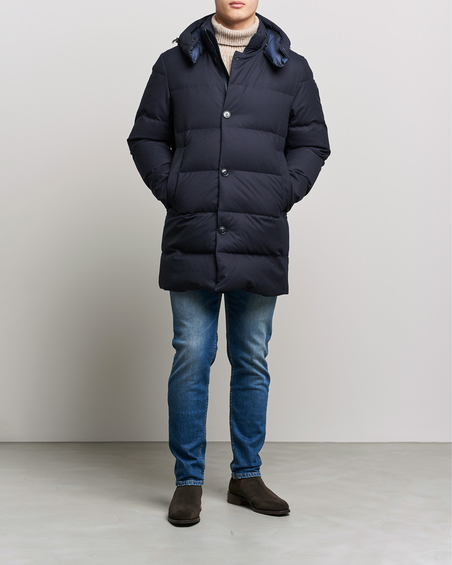 Hombres | Abrigos y chaquetas | Woolrich | Luxe Long Parka Melton Blue