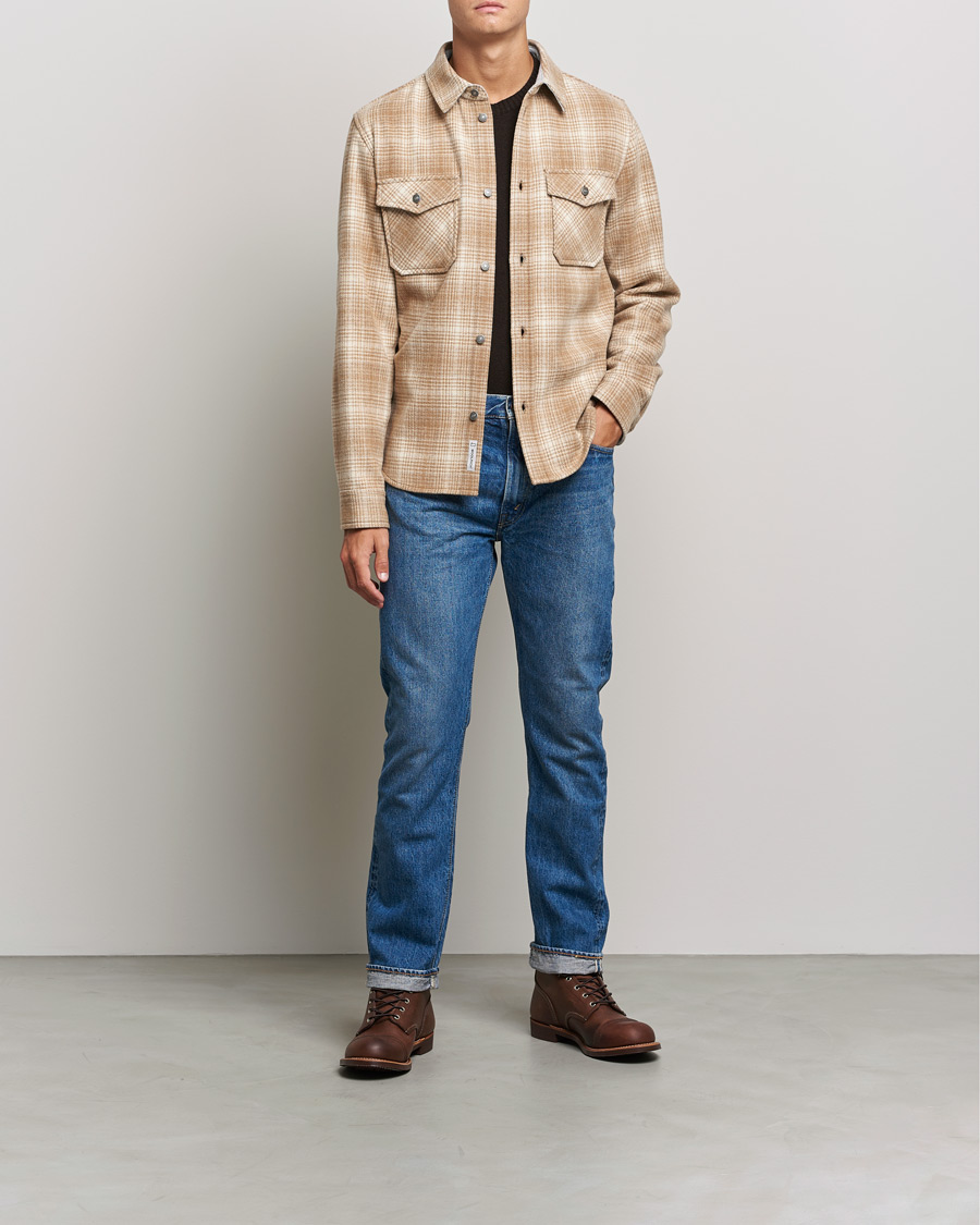 Hombres | Camisas | Woolrich | Alaskan Melton Wool Overshirt Camel Hunting