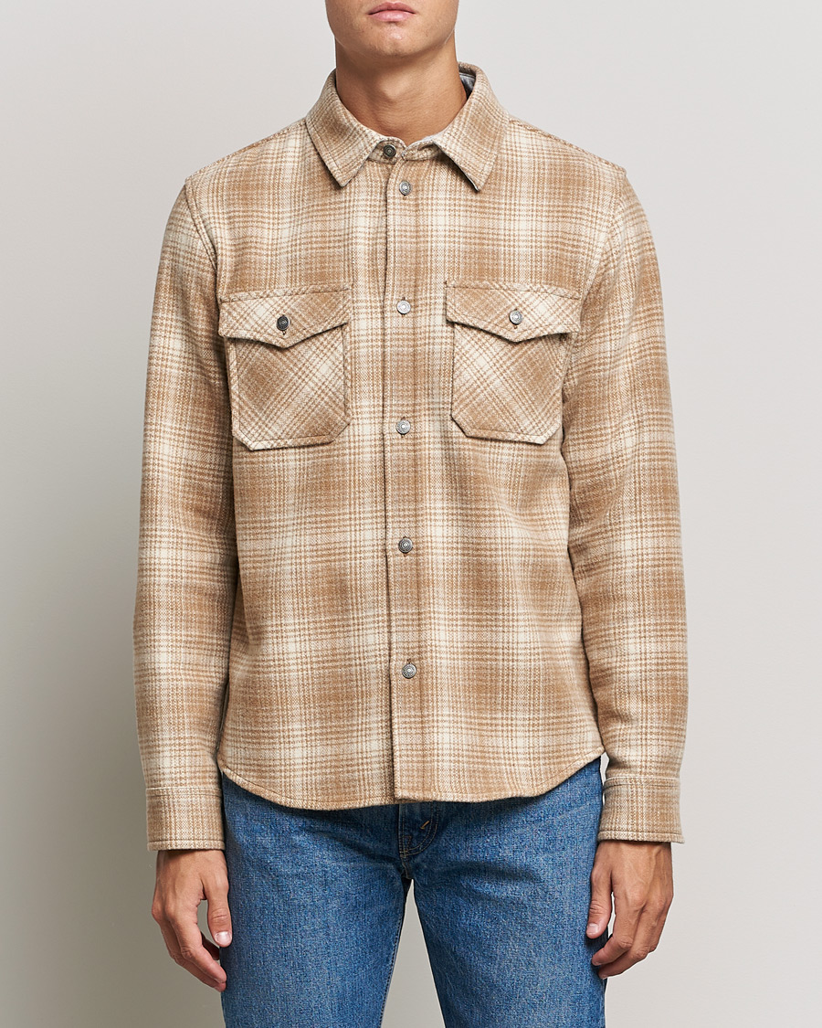 Hombres | Camisas | Woolrich | Alaskan Melton Wool Overshirt Camel Hunting